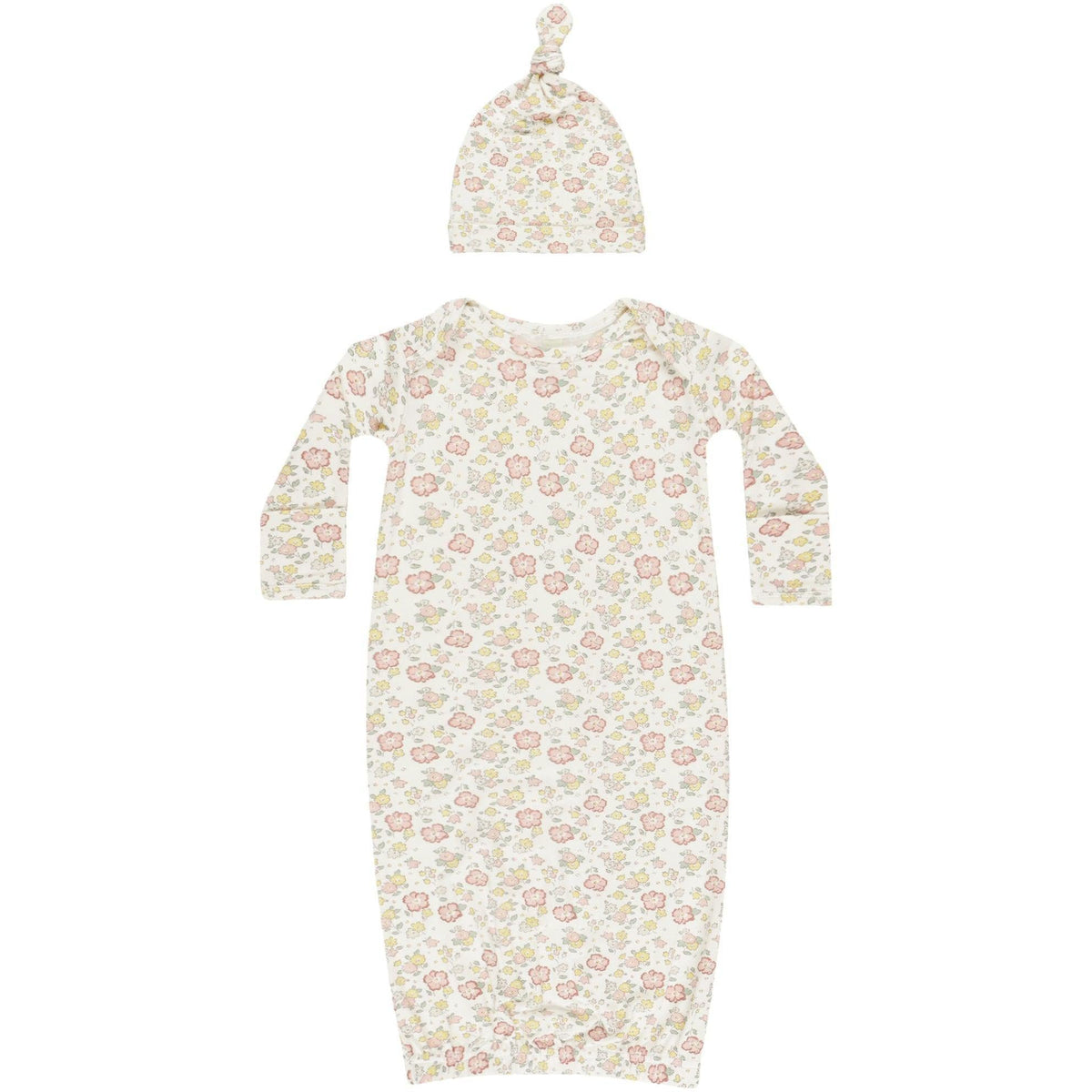 Quincy Mae Bamboo Baby Gown + Hat Set || Bloom