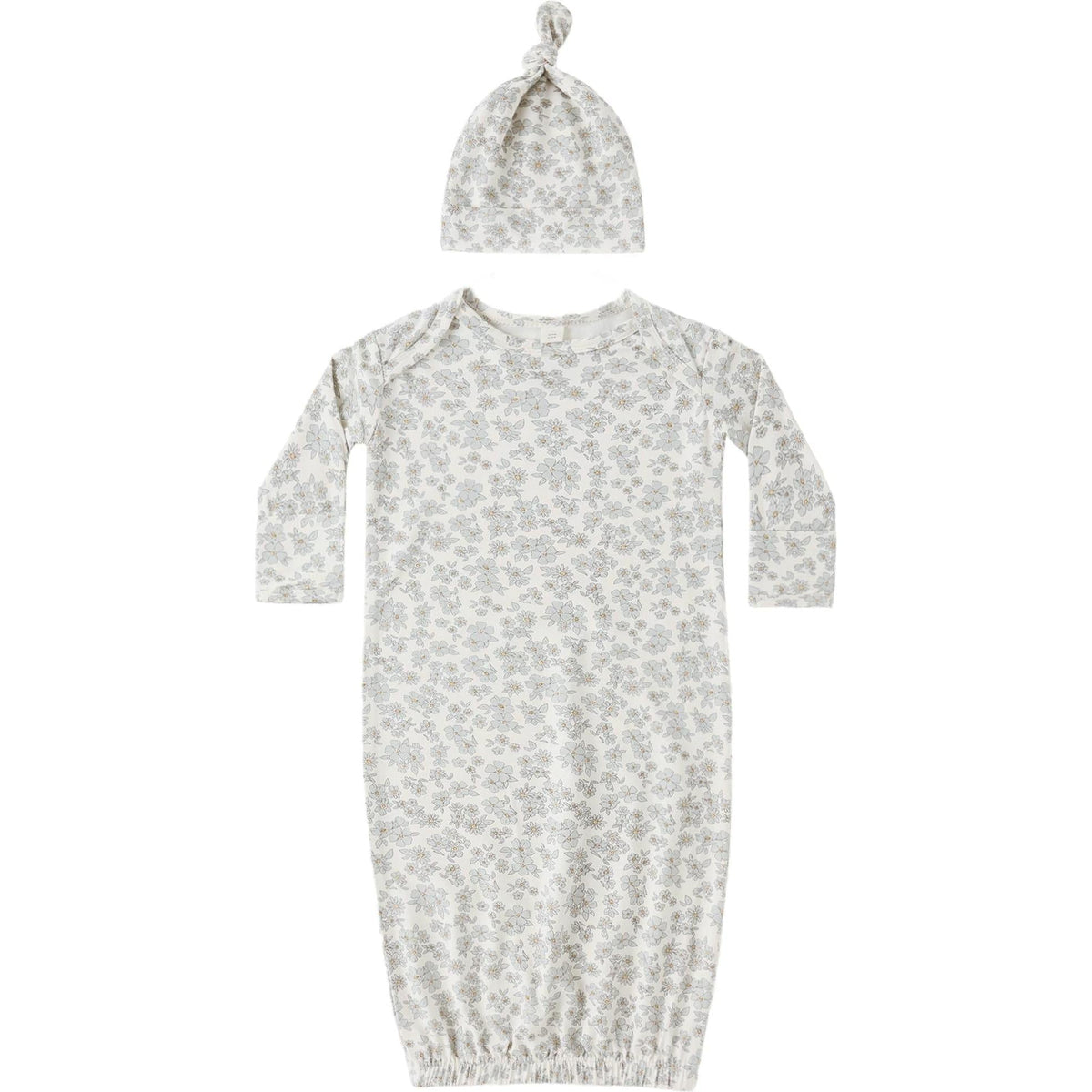 Quincy Mae Bamboo Baby Gown + Hat Set || Blue Floral