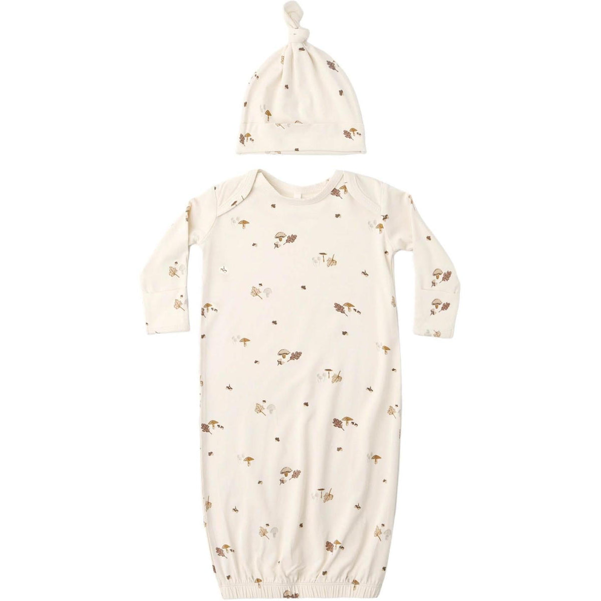 Quincy Mae Bamboo Baby Gown + Hat Set || Woodland