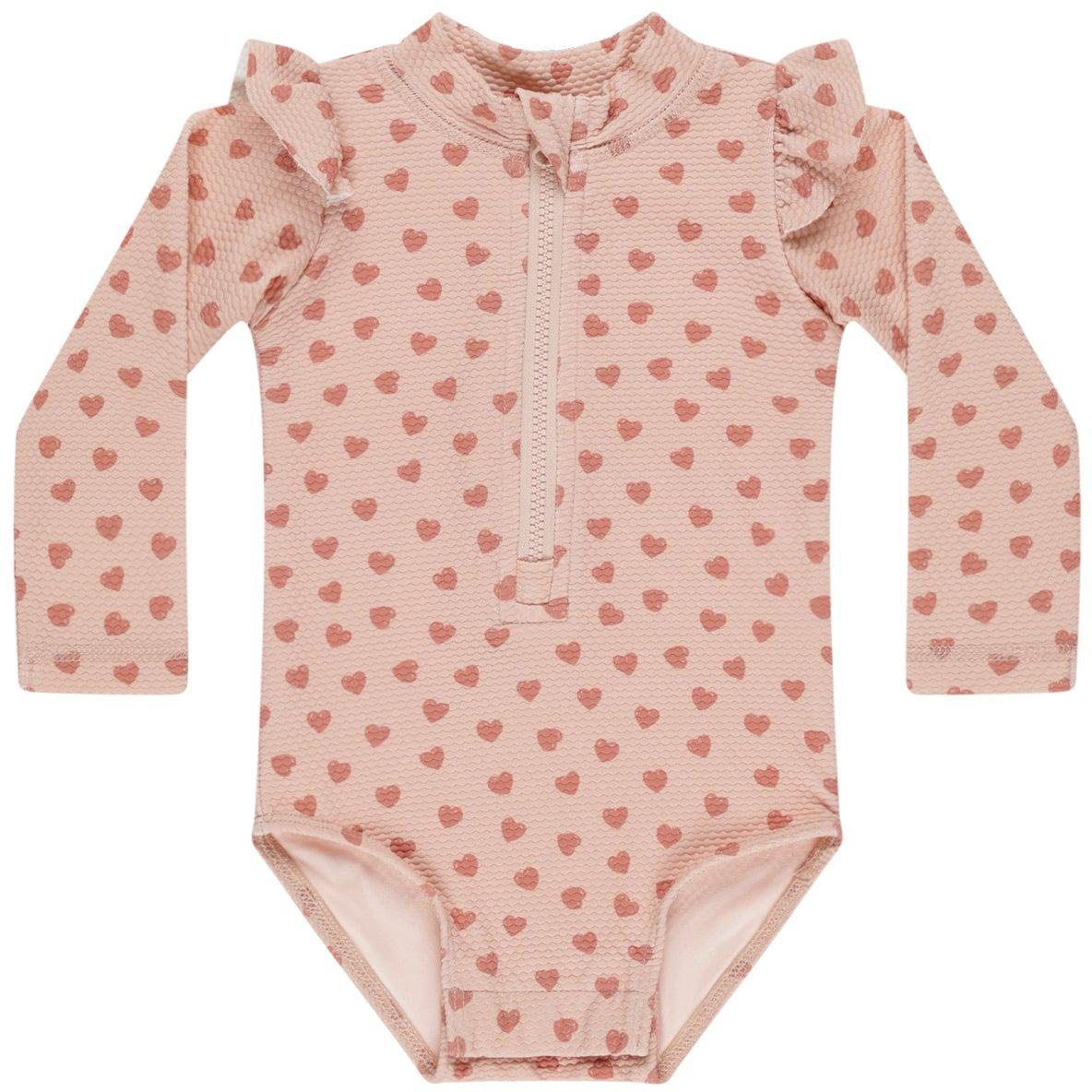 Quincy Mae Byron Rashguard One-Piece || Hearts