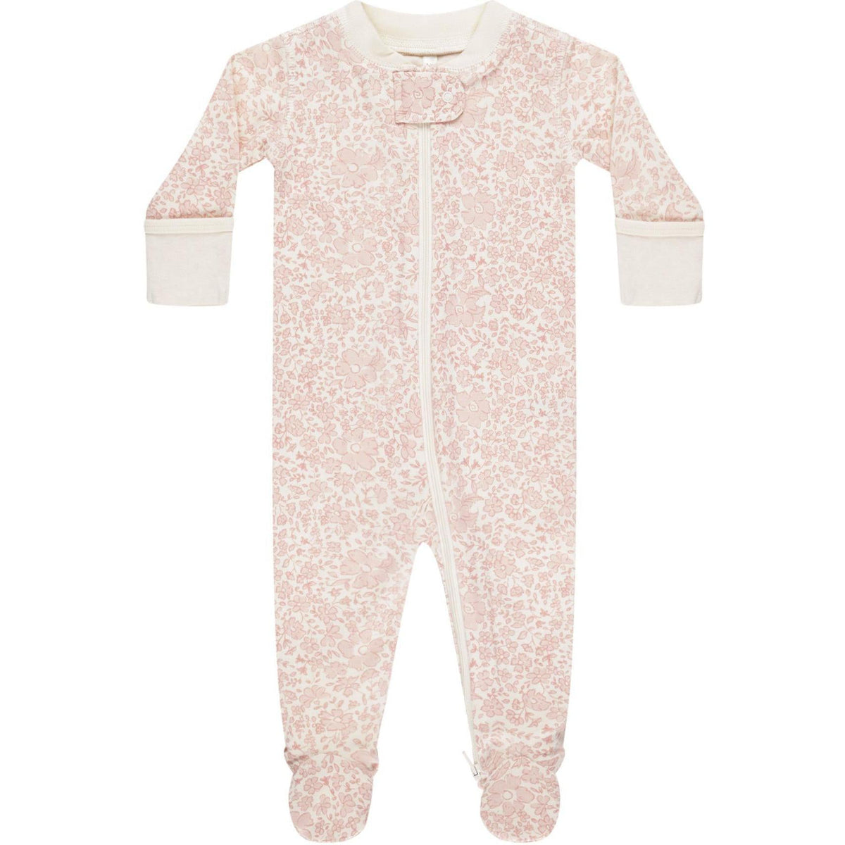 Quincy Mae Zip Long Sleeve Sleeper Footie || Pink Blossom