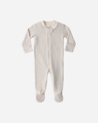 Quincy Mae Zip Long sleeve Sleeper Footie Oat Microstripe