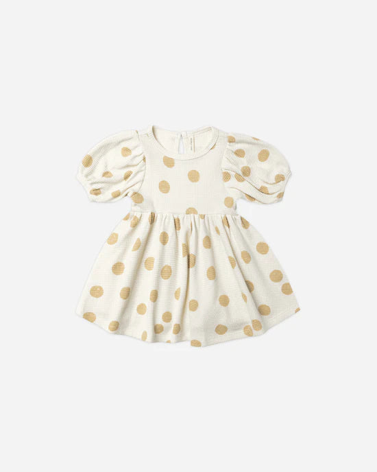 Quincy Mae Waffle Babydoll Dress Butter Dots