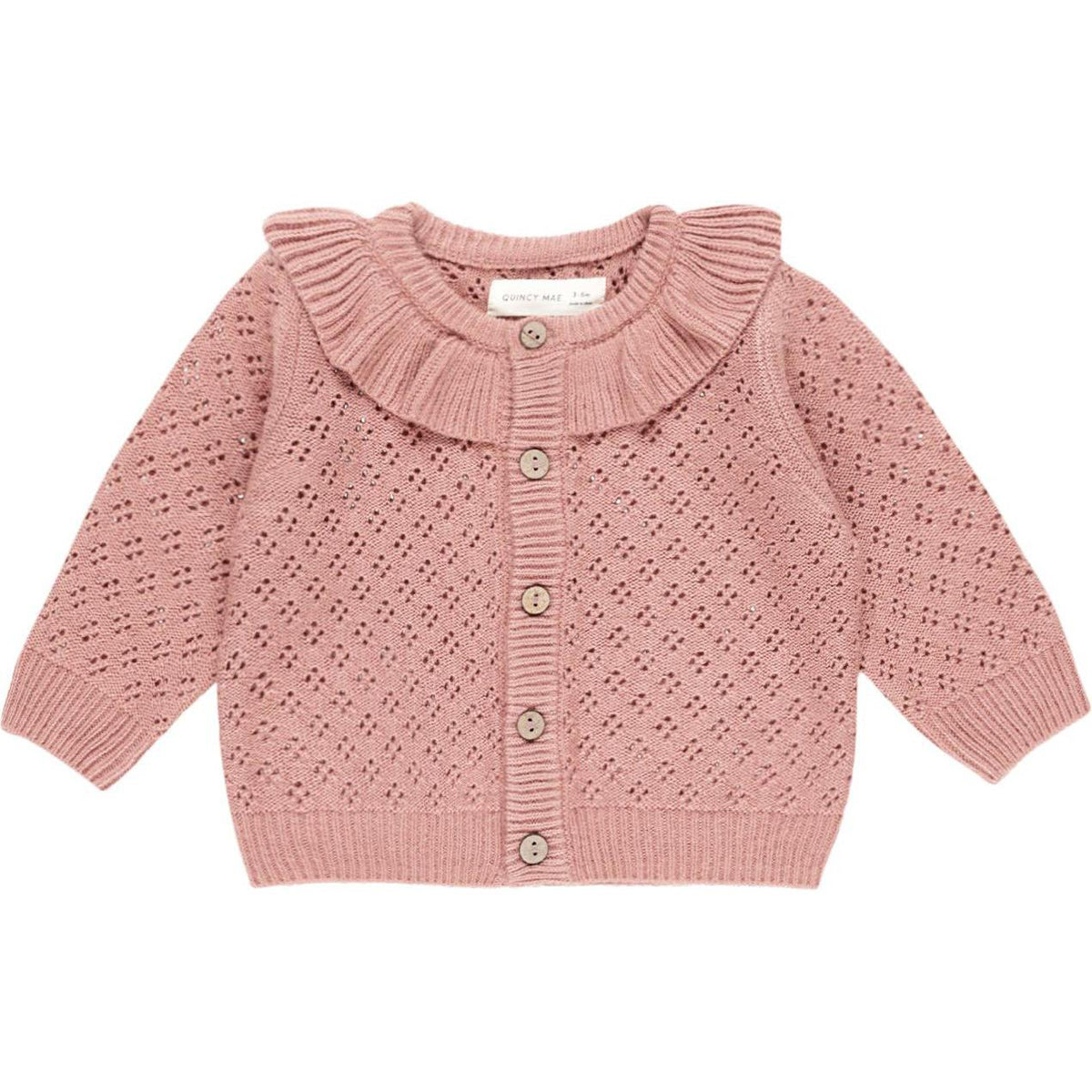 Quincy Mae Ruffle Collar Cardigan || Lipstick