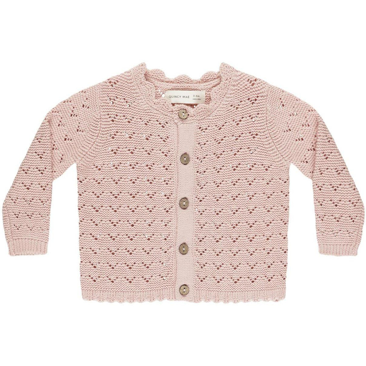 Quincy Mae Scalloped Cardigan || Bubblegum
