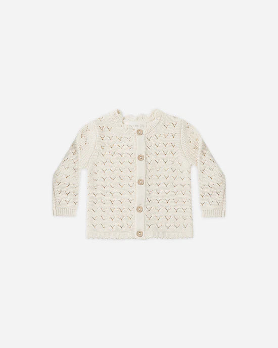 Quincy Mae Scalloped Cardigan || Natural