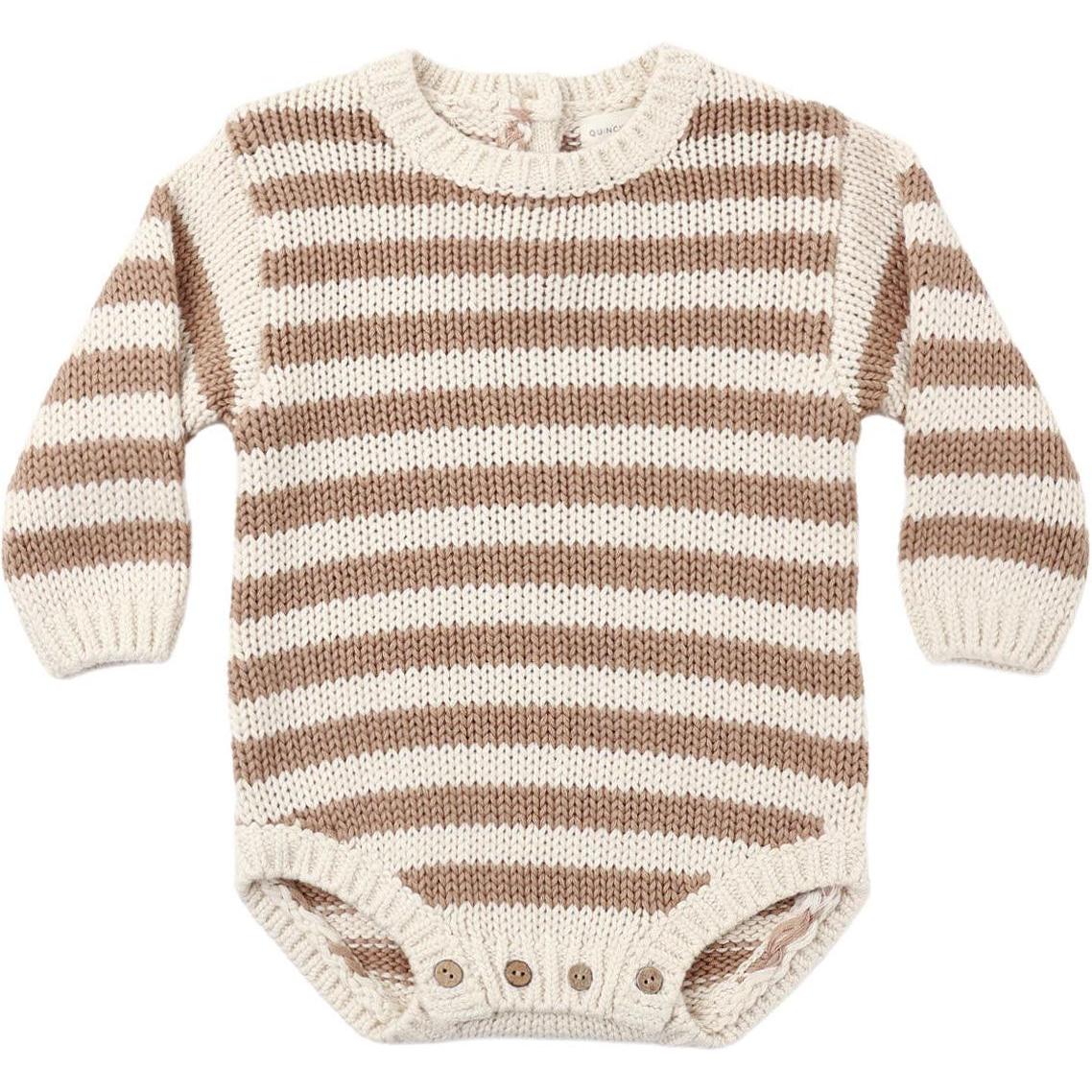Quincy Mae Rex Romper || Almond Stripe