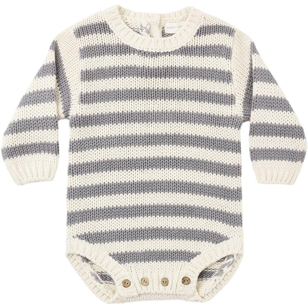 Quincy Mae Rex Romper || Slate Stripe