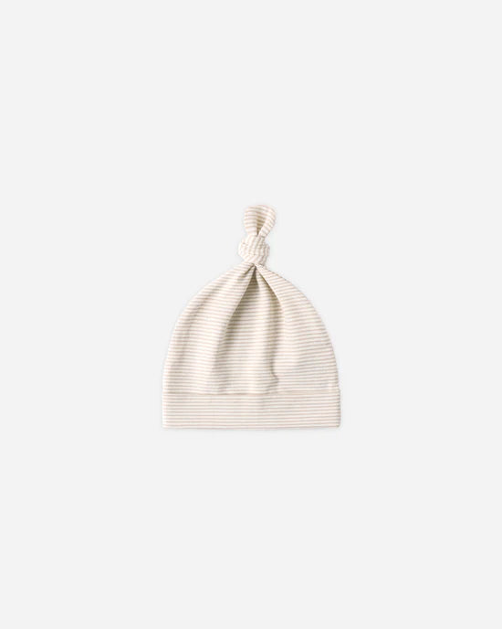 Quincy Mae Knotted Baby Hat Oat Micro Stripe