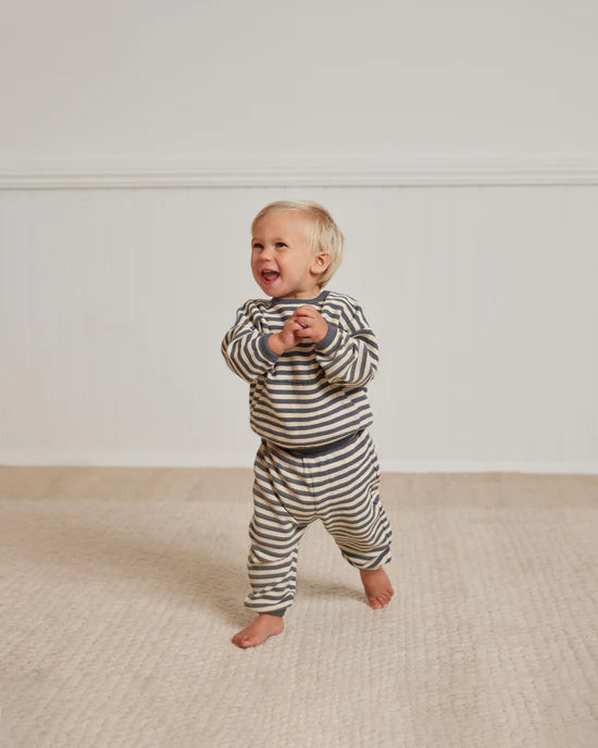 Quincy Mae Waffle Sweater and Pant Set and Navy Stripe