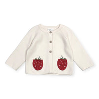 Viverano Organics Strawberry Embroidered Pocket Cardigan