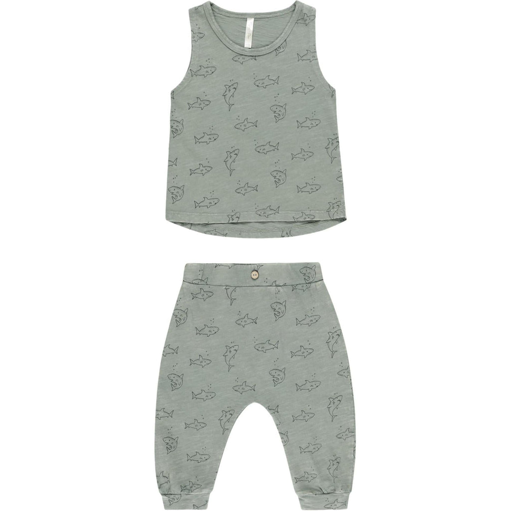 Rylee + Cru Tank + Slouch Pant Set || Sharks – Baby Go Round, Inc.