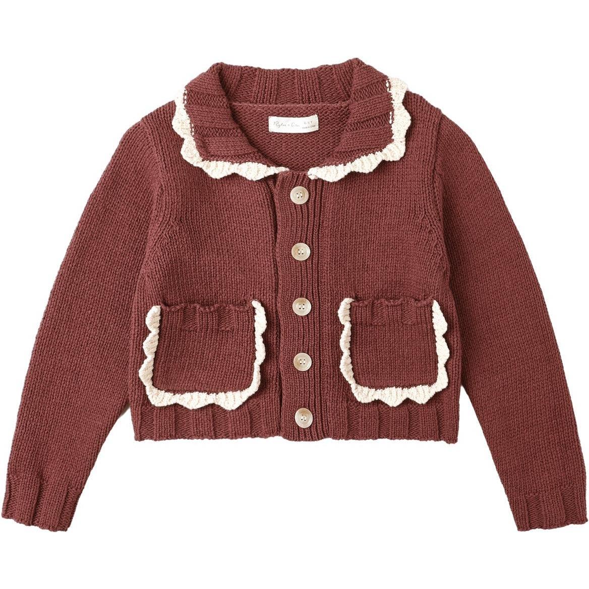 Rylee + Cru Collared Cardigan || Burgundy