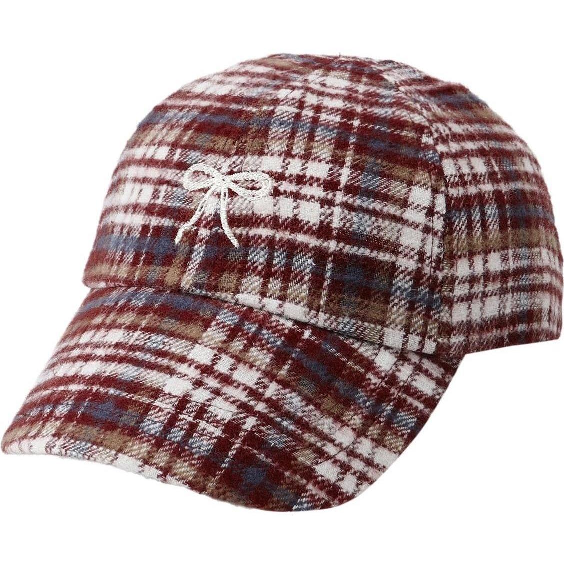 Rylee + Cru Baseball Hat || Burgundy Plaid