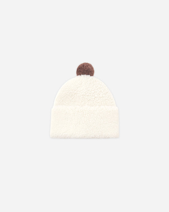 Rylee + Cru Pom Shearling Beanie- Natural
