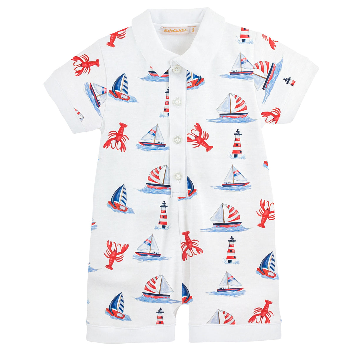 Baby Club Chic Sailing In Summer Printed Romper