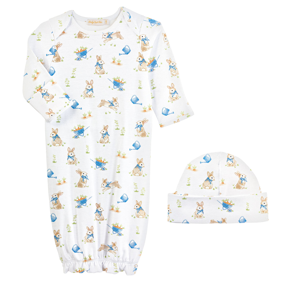 Baby Club Chic Bunny's Garden Printed Gown and Hat