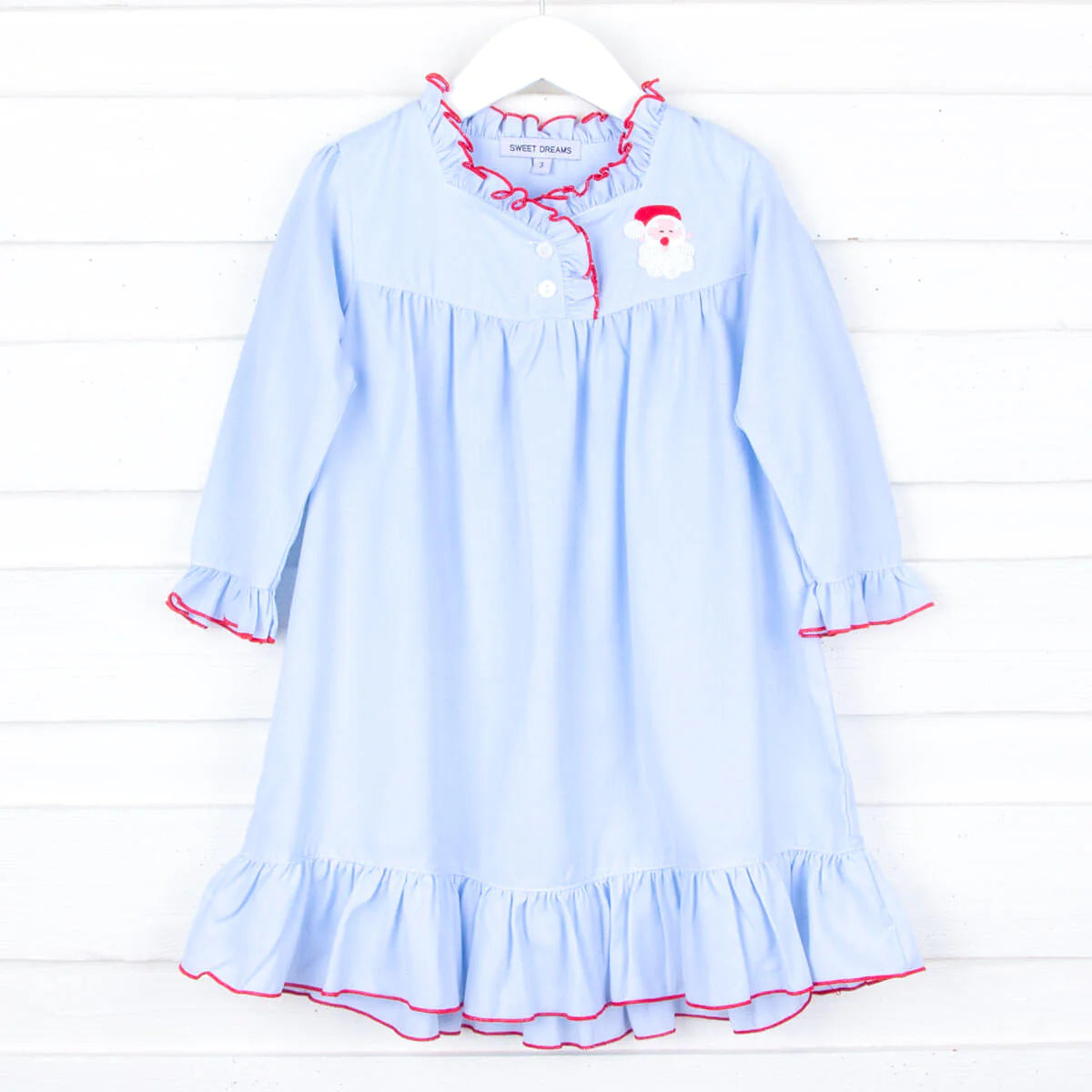 Sweet Dreams Embroidered Santa Long Sleeve Night Gown – Baby Go Round, Inc