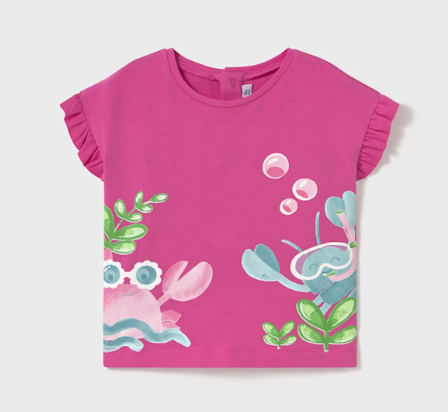 Mayoral Baby Printed T-Shirt- Fuchsia