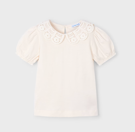 Mayoral Girl Crochet Collar T-Shirt