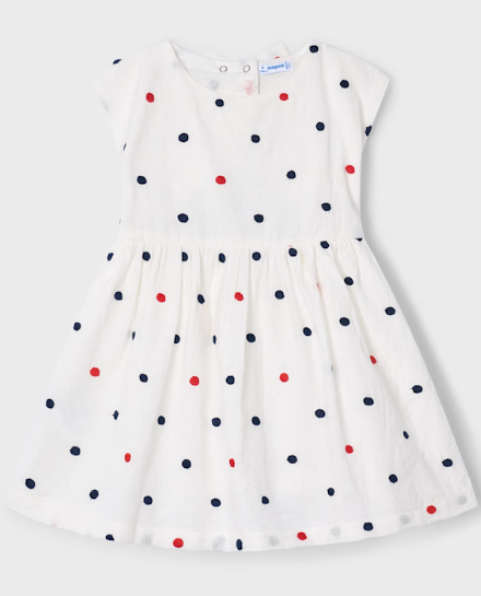 Mayoral Girl Embroidered Polka Dot Dress