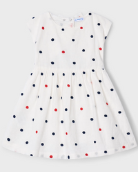 Mayoral Girl Embroidered Polka Dot Dress