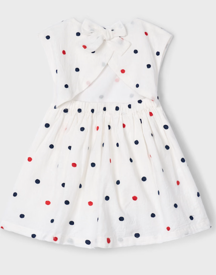 Mayoral Girl Embroidered Polka Dot Dress