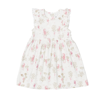Coccoli Cotton Modal Dress-  Seahorses on Cream
