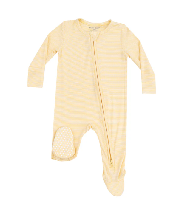 Angel Dear 2 Way Zipper Footie -Stripe Baby Chicks