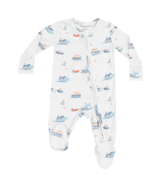 Angel Dear 2 Way Zipper Footie - Bubbly Tugboats