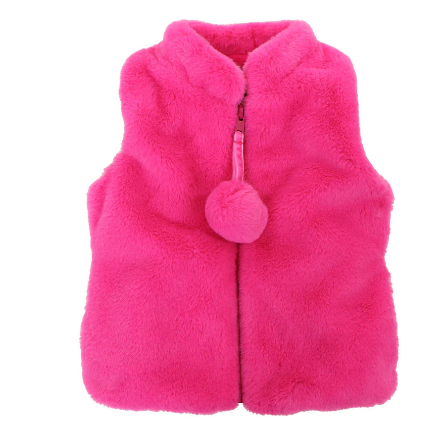 Widgeon Zip Up Vest - Hot Pink Puff