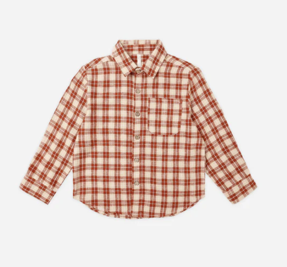 Rylee + Cru Collared Long Sleeve Shirt || Red Plaid