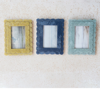 Creative Co-op 2-Layer Scalloped Photo Frame, 3 Colors (4" x 6" Photo)