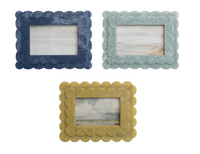 Creative Co-op 2-Layer Scalloped Photo Frame, 3 Colors (4" x 6" Photo)