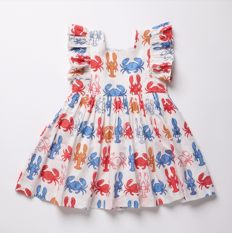 Pink Chicken Girls Elsie Dress- Lobsters and Crabs