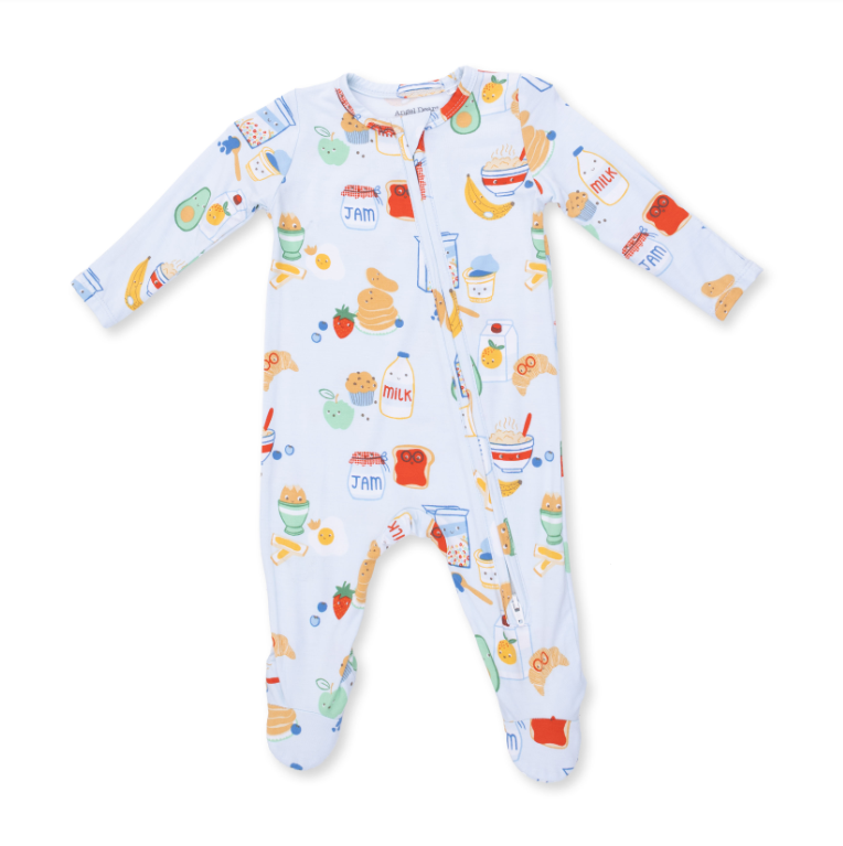 Angel Dear Breakfast Club Blue - 2 Way Zipper Footie