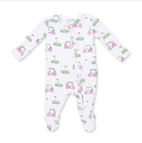 Angel Dear Golf Carts Pink - 2 Way Ruffle Back Zipper Footie