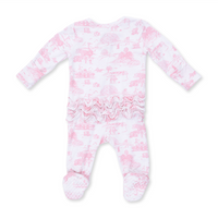 Angel Dear Golf Toile Pink - 2 Way Ruffle Back Zipper Footie