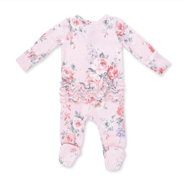 Angel Dear Painterly Rose Bouquets - 2 Way Ruffle Back Zipper Footie