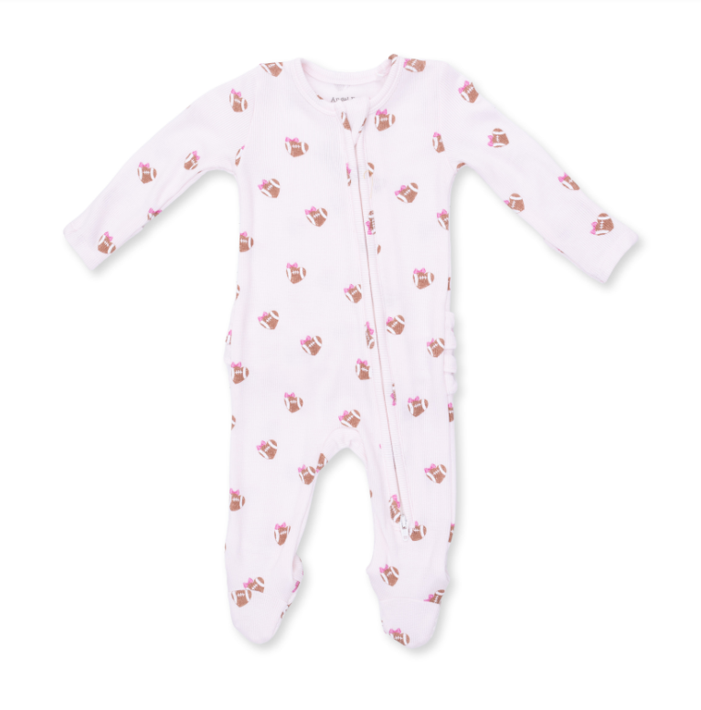 Angel Dear Mini Football Hearts - 2 Way Ruffle Back Zipper Footie