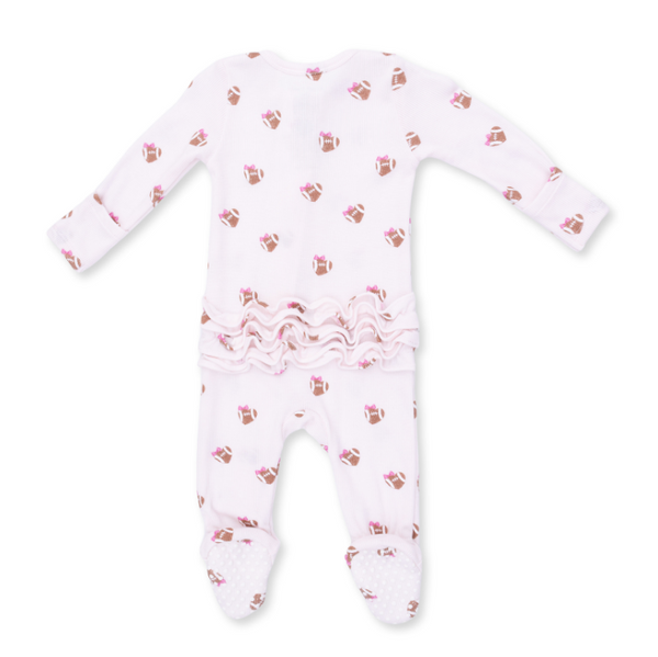 Angel Dear Mini Football Hearts - 2 Way Ruffle Back Zipper Footie