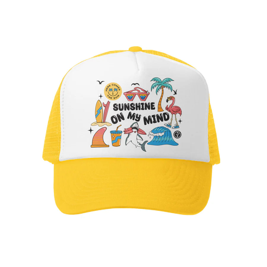 Grom Squad Trucker Hat - Sunshine On My Mind (yellow/white)