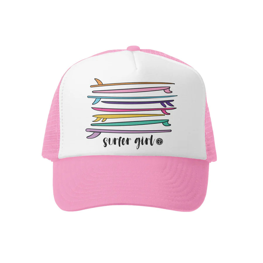 Grom Squad Trucker Hat - Surfer Girl (pink/white)