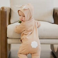 Petit Lem Hooded Bunny Playsuit in Mocha
