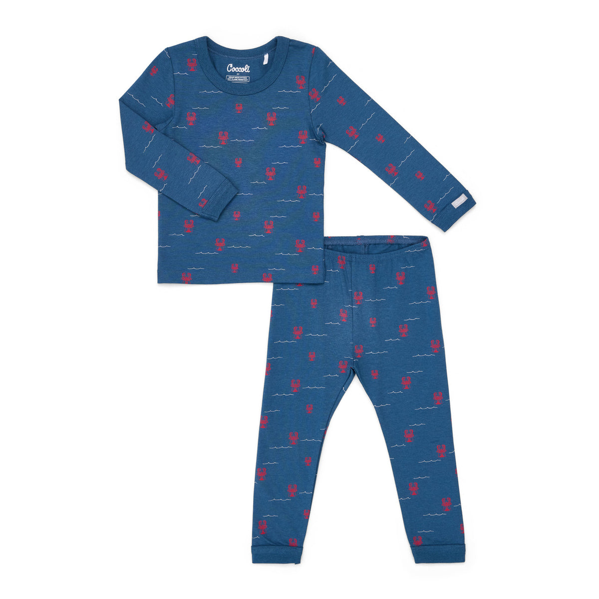 Coccoli Kids Cotton-Modal Pajamas- Lobsters on Navy