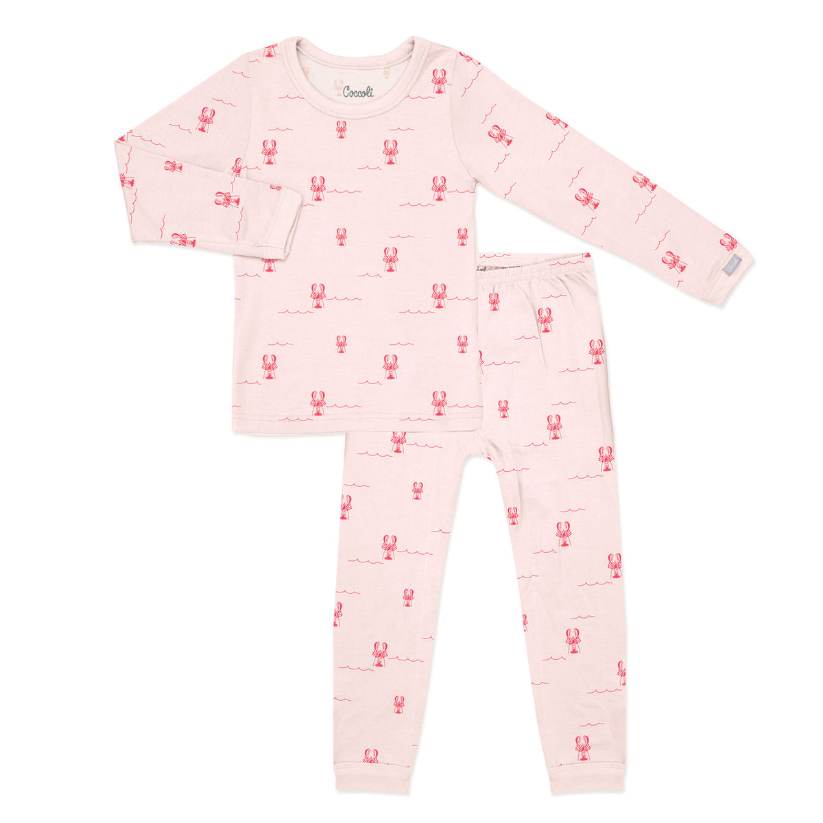 Coccoli Kids Cotton-Modal Pajamas- Lobsters on Pink