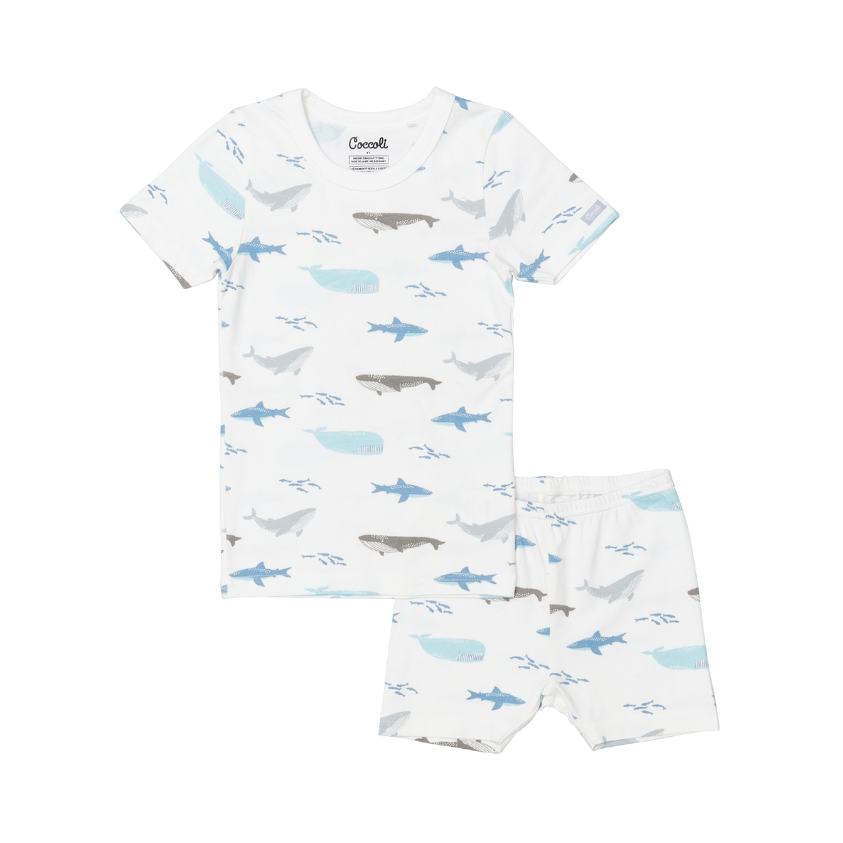 Coccoli Kid Boy SS Modal Pajama- Ocean Life on Cream
