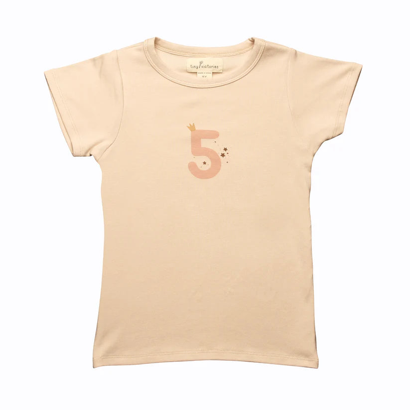 Tiny Victories Girl Birthday Party Shirt Number 5 short sleeve