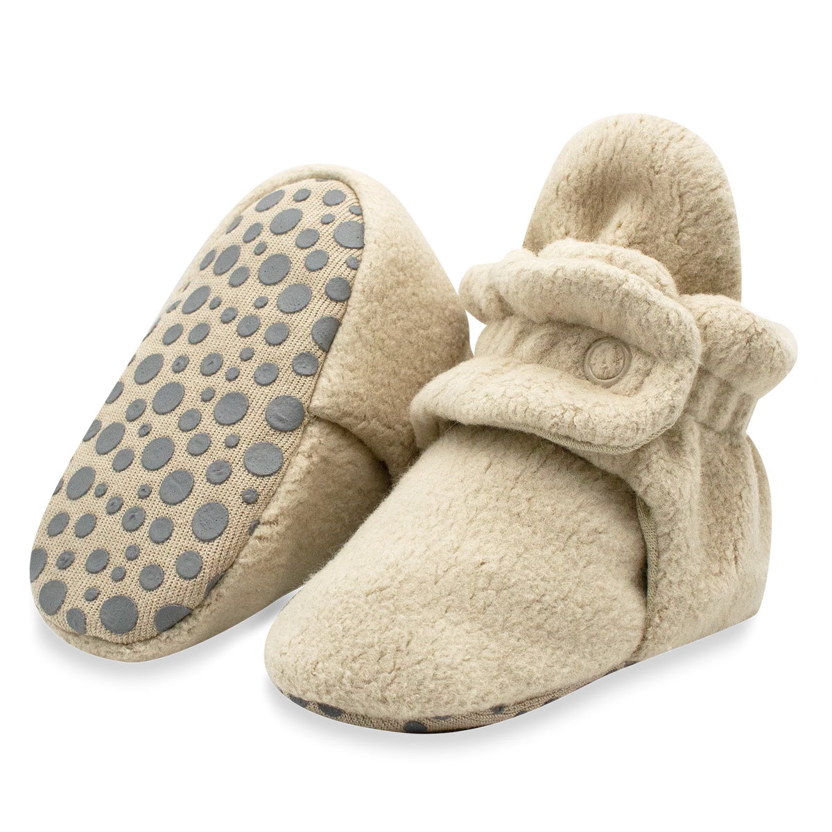 Zutano Cozie Fleece Gripper Bootie- Khaki