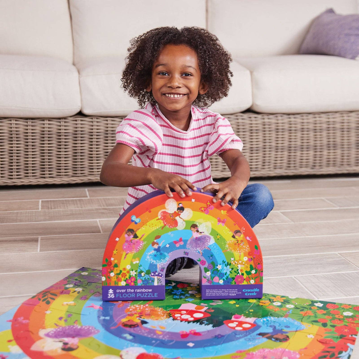 Crocodile Creek Inc. - 36-Piece Shaped Box Puzzle - Over the Rainbow